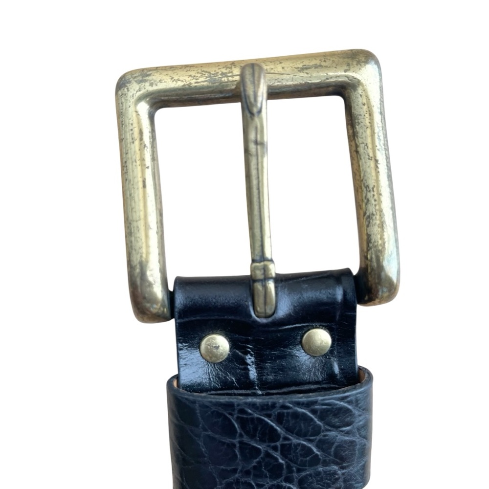Italian Leather Black Croc-Embossed Wide Waist Oversized Belt Maximalist XS - Picture 6 of 14